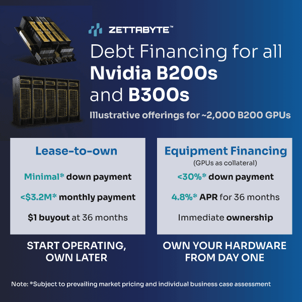 Debt Financing for Nvidia B200s and B300s - Lease-to-Own and Equipment Financing Options - 600x600 for mobile